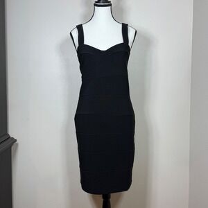 ASOS Womens Bodycon Bandage Dress Size 10 Black Sweetheart Neck Crisscross Back